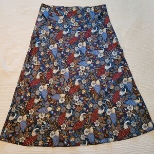 LOFT Floral Peacock Blue and Red Skirt